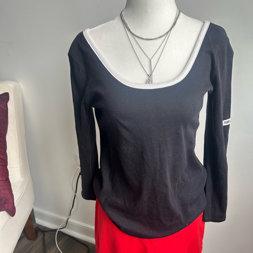Pierre Cardin Black and White Long Sleeve Top